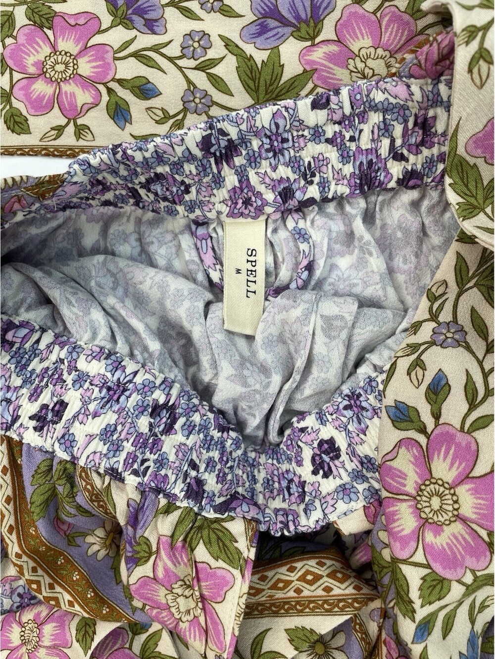 Spell & The Gypsy Sienna Halter Maxi Dress M Lilac Mixed Print Viscose Boho - Picture 5 of 8